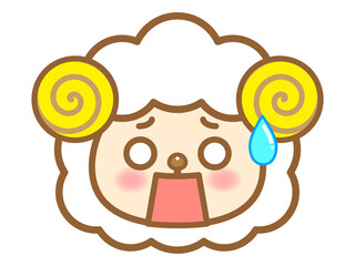驚く羊の顔アイコンイラスト＿ベクター