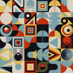 Obraz premium Bauhaus Aesthetics Graphics Art Made Vector Geometric Shapes And Abstract Forms