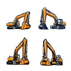 Excavator vector template set bundle. Best for construction and earth moving related business © bonky