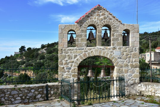 bell tower in village Itylo on Pelopones ,Greece