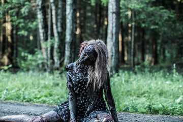 Zombies, Apocalypse, burnt people,  girl,  woman, 