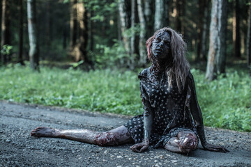 Zombies, Apocalypse, burnt people,  girl,  woman, 