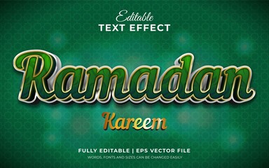 Ramadan kareem 3d text effect with golden style