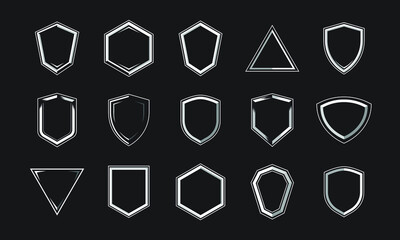 3D badge with shadow and outline. shield esport in blank template. set of shield badge for esport logo.  © freeject.net
