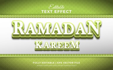 3d editable text effect of ramadan kareem with light green theme
