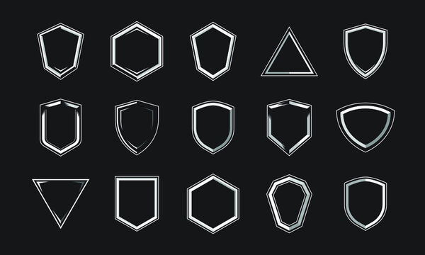 3D badge with shadow and outline. shield esport in blank template. set of shield badge for esport logo. 