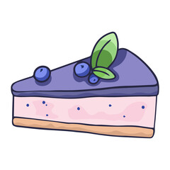 Cheesecake or cake, a vector design element in the style of a doodle, isolated on a white background
