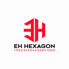 EH Letter hexagon logo vector image