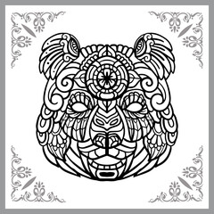 Panda head zentangle arts, isolated on white background