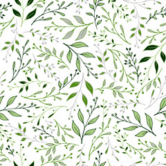 Summer twig seamless pattern vector. Tropical