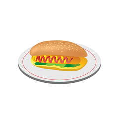 Delicious hot dog vector illustration