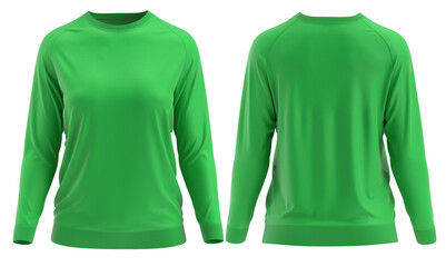 Women's Sweatshirt  Long sleeve with cuff  ( Green)