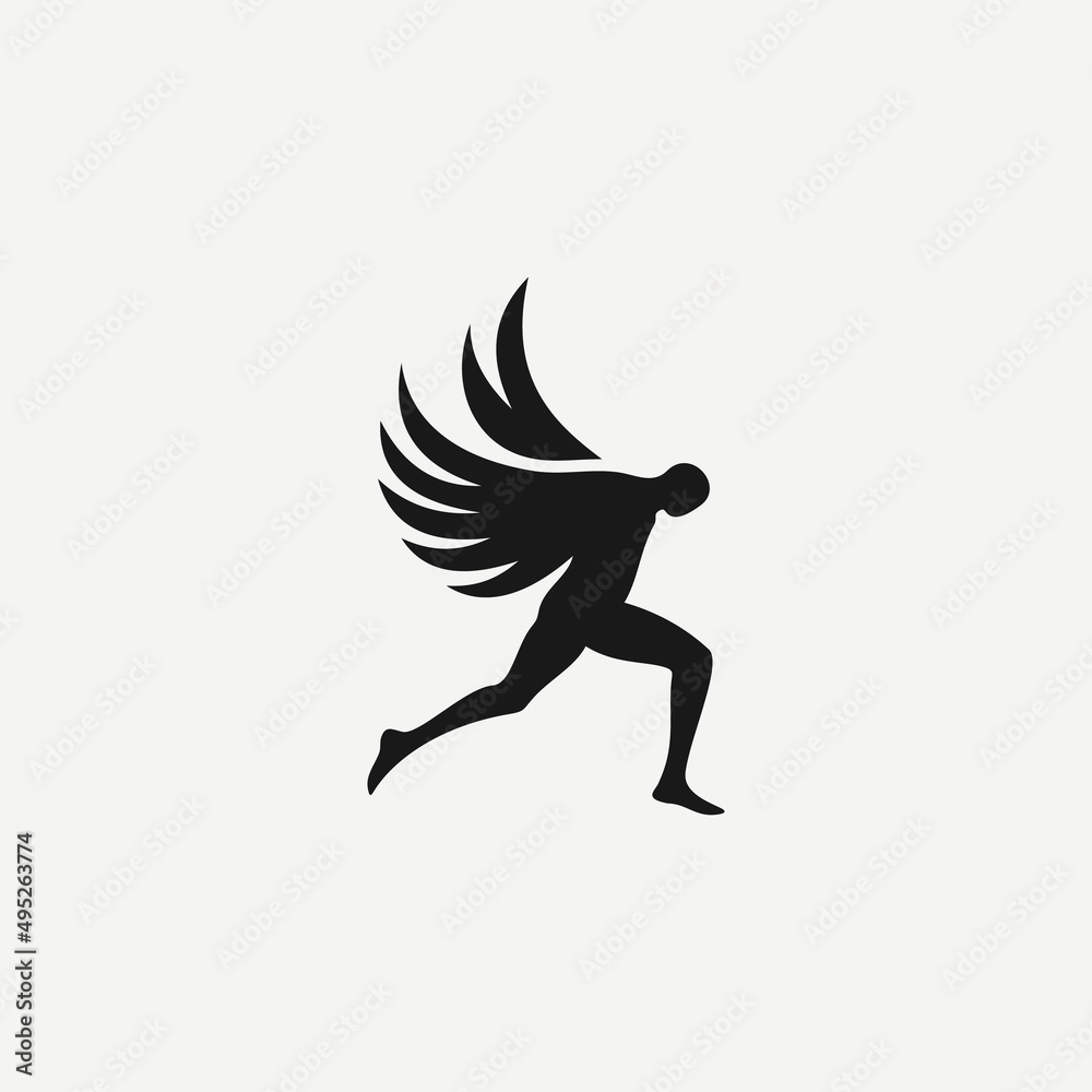 Sticker human wings logo or human logo