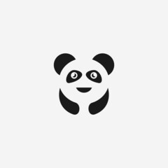 negative space panda logo or panda vector