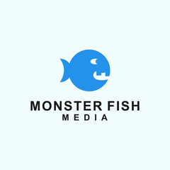 fish monster logo or fish vector