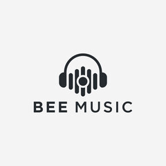 Obraz premium bee music logo or bee vector
