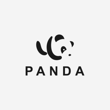 negative space panda logo or panda vector