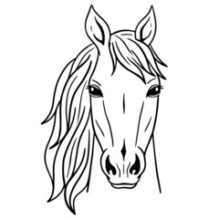Vector silhouette of a horse's head. Wild Animals. Horse head icon or logo.  Good for posters, t shirts, postcards.