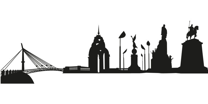 Silhouettes of the sights of Kharkiv