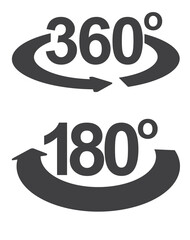 360 degree and 180 degree icon. vector - obrazy, fototapety, plakaty