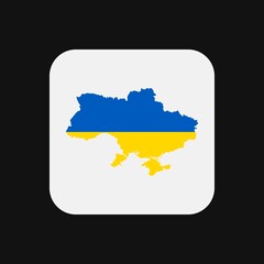 Ukraine map silhouette with flag on white background