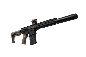 Modern automatic rifle isolated on white background. Weapons for police, special forces and the...