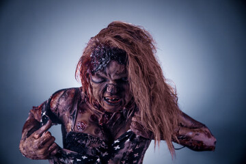  girl,  woman, Zombies, Apocalypse, burnt people