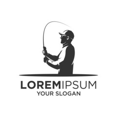man fishing silhouette logo design