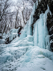 Ice climbing in Catskill Mountains