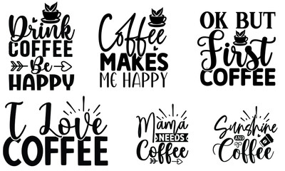 Naklejka premium Coffee SVG T shirt Design Bundle