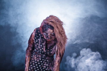 girl,  woman, Zombies, Apocalypse, burnt people