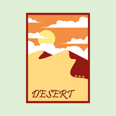 desert landscape view vintage poster vector illustration design