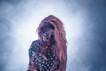 girl,  woman, Zombies, Apocalypse, burnt people