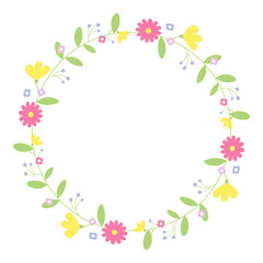 Flowers round frame. Flower wreath.