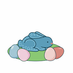 Easter Rabbit Happy Holiday Baby Gift Greeting Card Simple Doodle Print Background Template