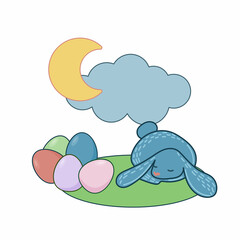 Easter Rabbit Happy Holiday Baby Gift Greeting Card Simple Doodle Print Background Template