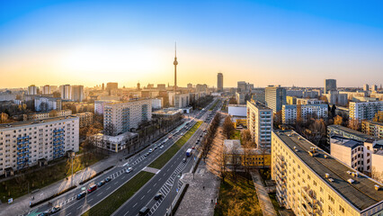Fototapeta na wymiar panoramic view at berlin during sunset