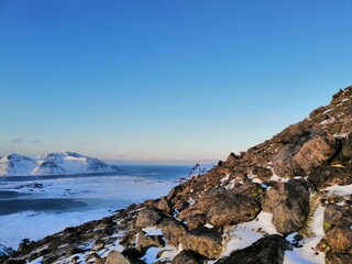 rocky coast in the winter
