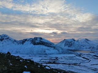snow covered mountains in winter