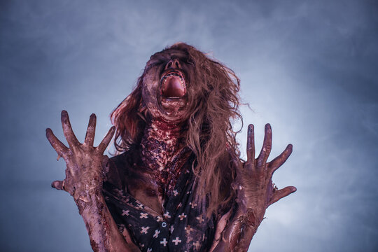 girl,  woman, Zombies, Apocalypse, burnt people