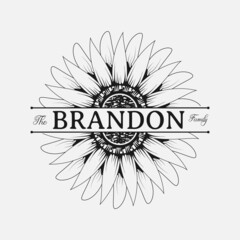 sunflower monogram vector illustration