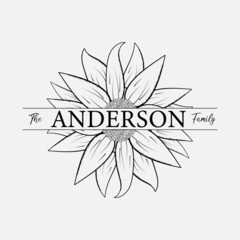 sunflower monogram vector illustration