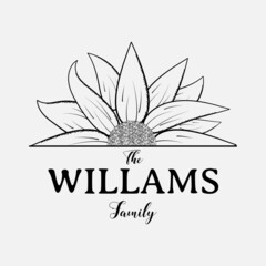 sunflower monogram vector illustration