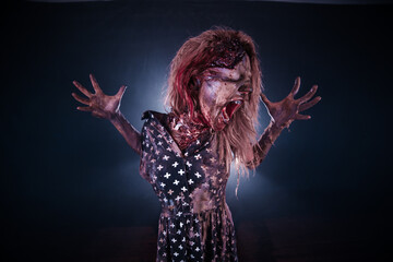 girl,  woman, Zombies, Apocalypse, burnt people