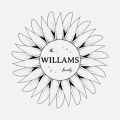 sunflower monogram vector illustration