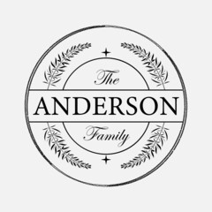 family monogram frame with floral decoration vector illustration, emblem badge monogram with blank space for family, greeting and wedding