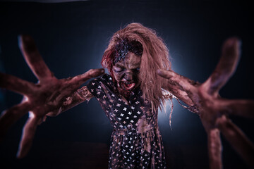 girl,  woman, Zombies, Apocalypse, burnt people