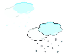 Colorful vector children illustration ready to print: snow clouds and snowflakes wall sticker