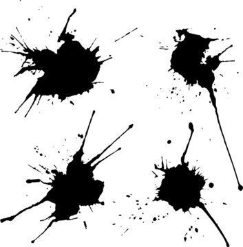 Abstract chaotic black and white ink blots