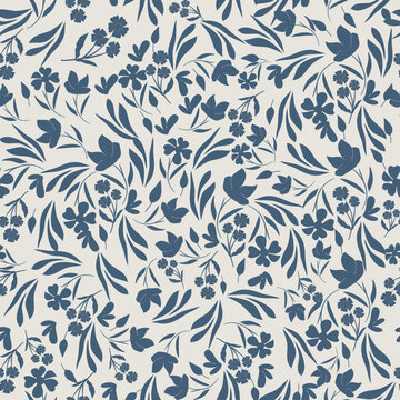 Vetor seamless floral blue pattern 